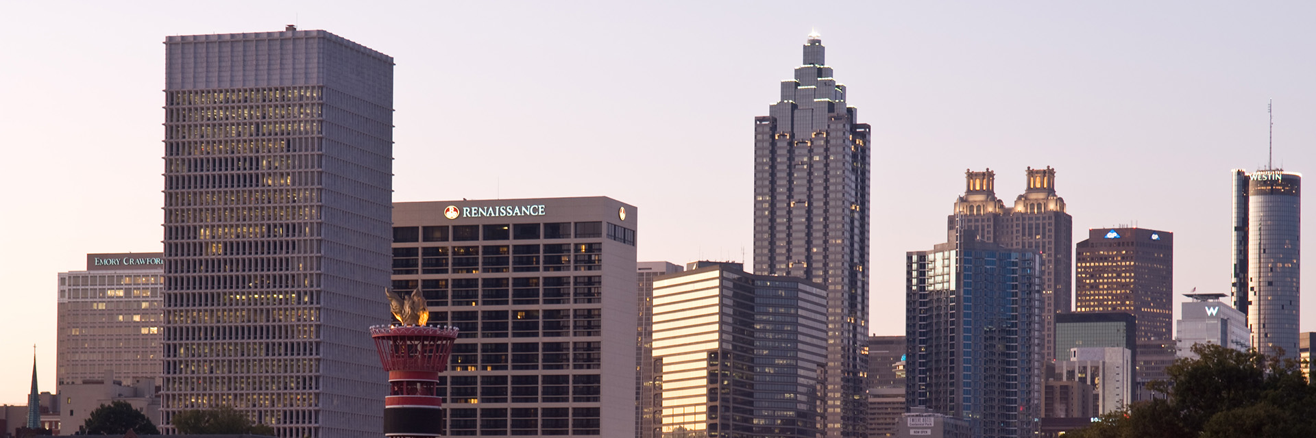 Atlanta Skyline of Downtown as the sunsets. Image provided by Georgia Tech.