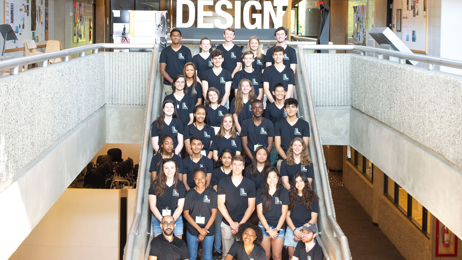 Pre-College Architecture Program group photo on the stairs in Architecture West